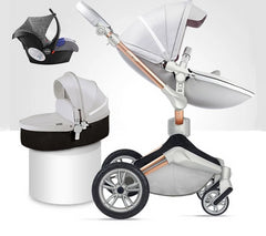 Luxury Leather Baby Stroller With Handle Basket