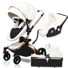 3 in 1 PU Leather Baby Stroller