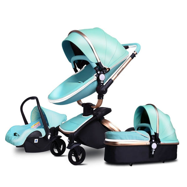 3 in 1 PU Leather Baby Stroller