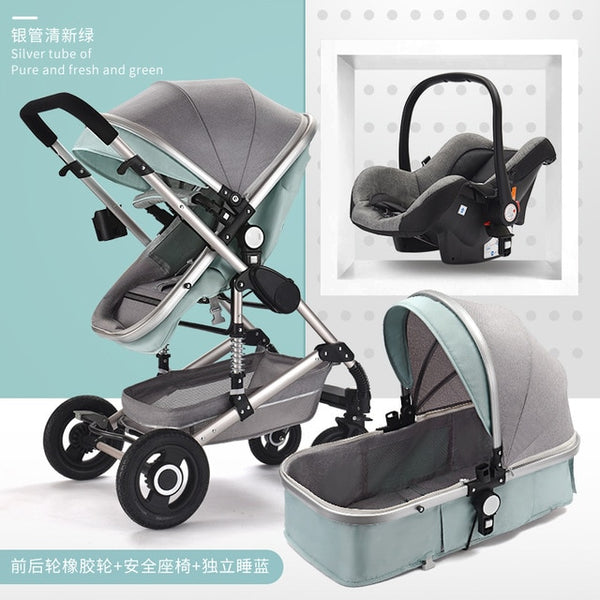 Baby Stroller 3 In 1 Pram with Car Seat System