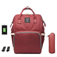 LEQUEEN USB Diaper Bag Backpack