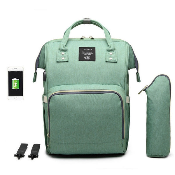 LEQUEEN USB Diaper Bag Backpack