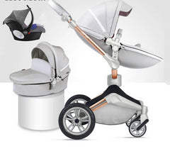 Luxury Leather Baby Stroller With Handle Basket