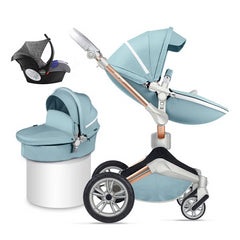 Luxury Leather Baby Stroller With Handle Basket