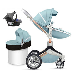 Luxury Leather Baby Stroller With Handle Basket