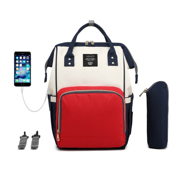 LEQUEEN USB Maternity Waterproof Diaper Bag